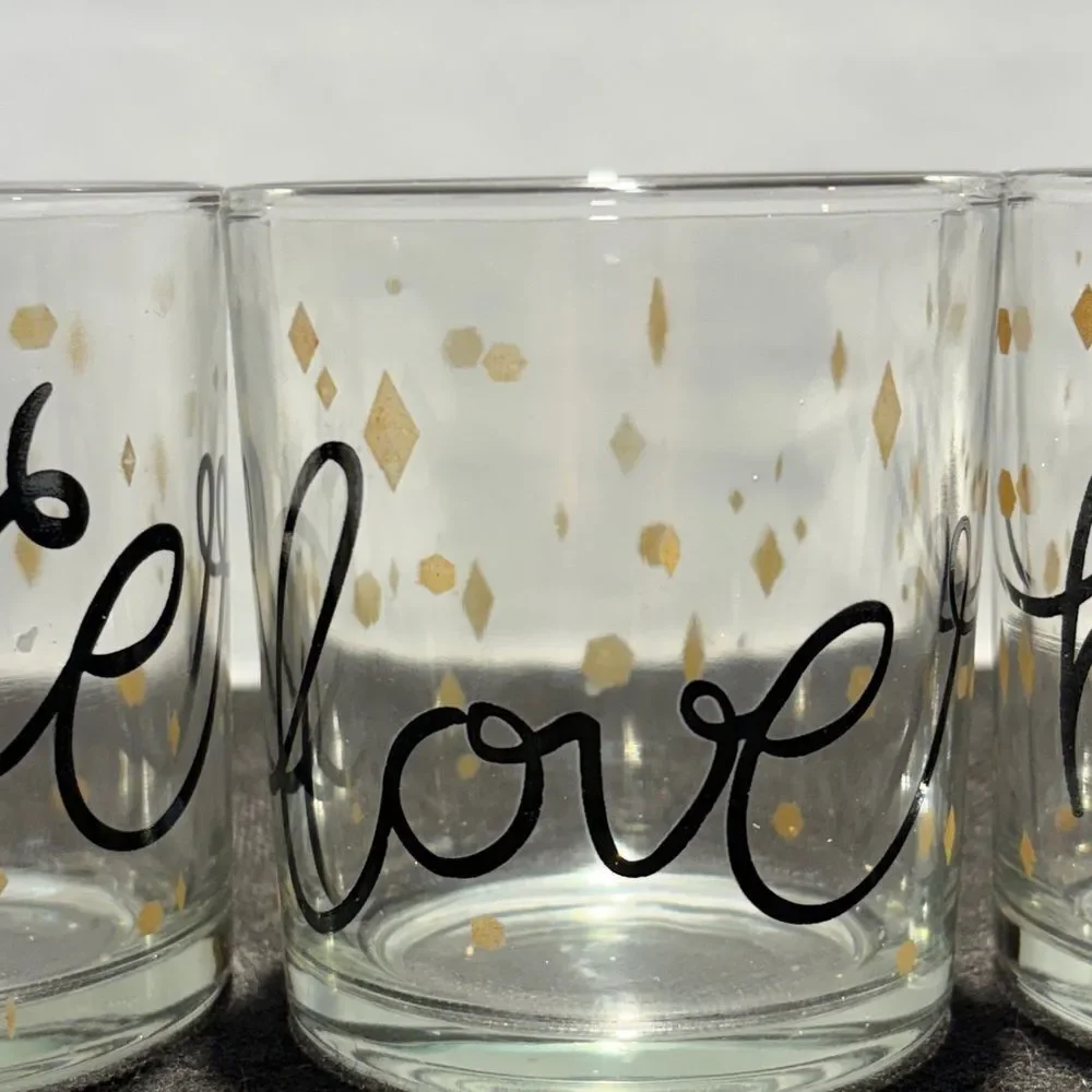 Gold and Black Glass Candle Holders Set